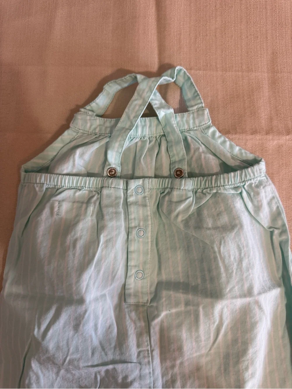 Boho Mint Green & White Stripes Sleeveless Baby Romper